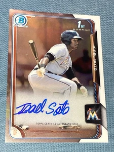 E474 Isael Soto 2015 Bowman Chrome 1st Auto #BCAPIS Miami Marlins - Picture 1 of 2