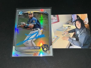 Luis Pena Milwaukee Brewers Auto Signed 2025 Bowman Refractor /499 - Picture 1 of 1