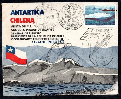 CHILE, BASE ANTARTICA PDTE. FREI, VISITA A. PINOCHET, 1977,    #SEP-019 - Image 1 of 2