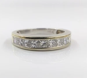 Oro Blanco 14K 1.00ctw. Alianza de boda de diamantes talla princesa talla 6,5 FZZ - Imagen 1 de 5
