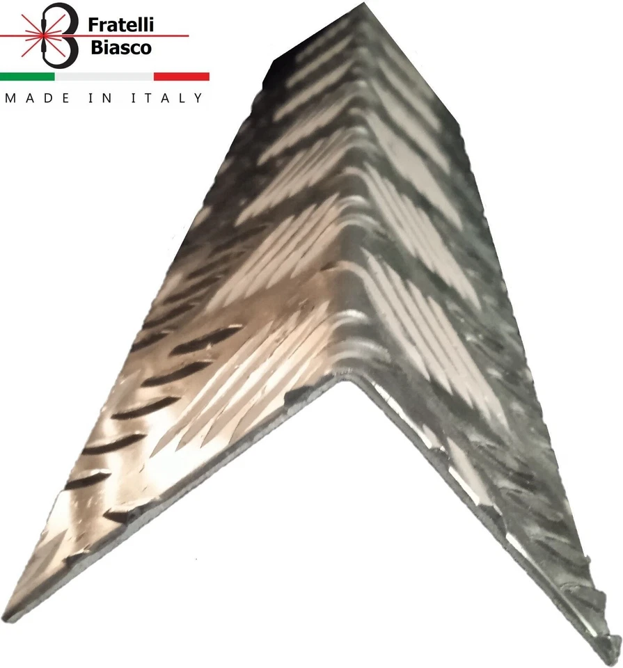 Profilo barra angolare paraspigoli in alluminio mandorlato. - Immagine 1 di 4