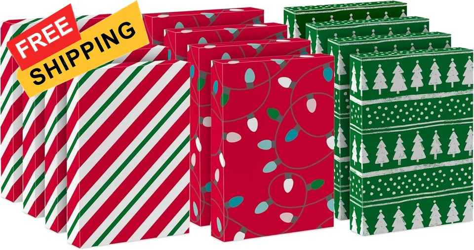 Hallmark Christmas Gift Boxes with Lids 12 Pack Holiday Party Shirt Boxes