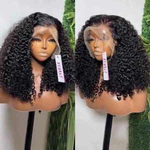 Brazilian Deep Wave Short Bob Human Hair Wigs HD Lace Front Curly Wig For Women - Picture 1 of 12