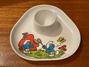 Ancienne assiette oeuf coquetier en mélamine Tefal Schtroumpfs - Bild 1 von 4