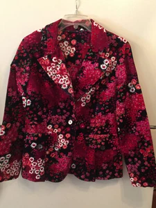 Vtg K-MART 80s Called they want their blazer back! Colorful Floral VELVET Sz S/M - Picture 1 of 8