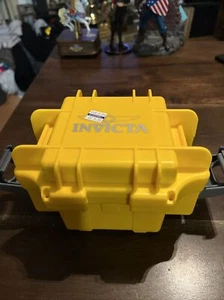 Yellow INVICTA Hard Plastic Waterproof WATCH CASE W/Single Slot Foam insert.. - Picture 1 of 2