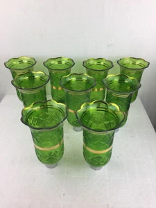 9 Stück Bohemia-Baccarat Glas Aufsatz Kristall-Kronleuchter grün islamisch antik - Bild 1 von 24