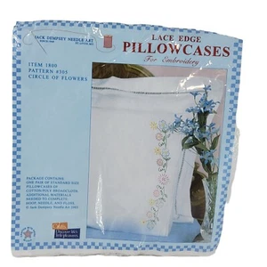 Lace Edge Pillowcases Set of 2 ~ Needlecraft Embroidery Jack Dempsey  - Picture 1 of 2