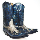 Mens Retro Embroidered Mid Calf Western Cowboy Color Stitching Boots Shoes Size