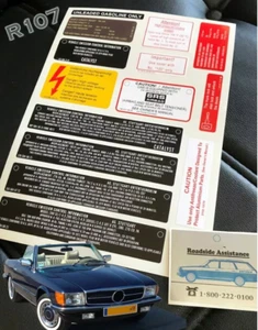 Decal Set Stickers For Mercedes-Benz R107 W107 SL Class All Models Best Quality - Picture 1 of 1