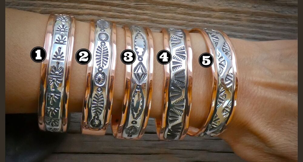 Unisex Copper Sterling Silver Native American Navajo Bracelet