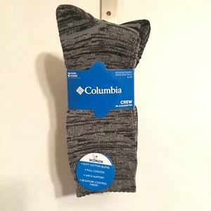 Columbia 2 Pairs Womens Crew Socks Shoe Size 4-10 Moisture Control Fibers New - Picture 1 of 3