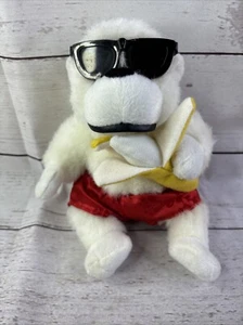 Dan Dee Plush White Gorilla W/ Sunglasses Eating Banana Red Shorts 8” Soft  - Picture 1 of 14