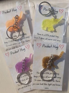 Elephant Pocket Hug Keyring Keepsake Gift Present Sentimental - Picture 1 of 7