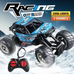 4-Way Remote Control Car with Lights Anti-Slip Tires Off-Road Toy 4WD Gift Kids - Picture 1 of 27