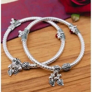 Tobillera minimalista elegante Kada Payal para mujer étnica aspecto plateado oxidada - Imagen 1 de 4