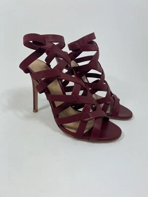 Sandalias GIANVITO ROSSI Rachel Napa de cuero enjauladas en rojo baya talla 36,5 $995 Foto 1 de 4