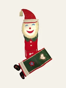 Vtg Felt Santa Christmas Card Holder Wall Hanging Handmade Holiday Decor - Picture 1 of 7