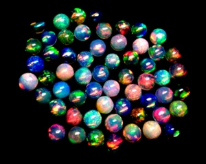 Natural Ethiopian Opal Round Cabochon Loose Gemstone Lot 100 Pcs 3 MM - Picture 1 of 2