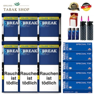 6x Break Blau Tabak 85g Volumentabak 1500 Gizeh Special Hülsen *MEGA ZUBEHÖR* - Bild 1 von 6