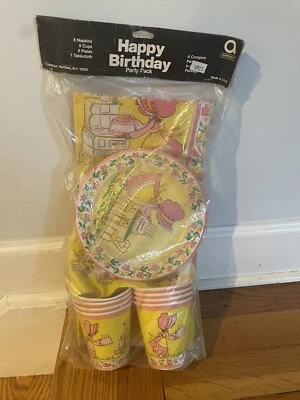 Amscan Girl's Happy Birthday Party Pack 1980s Cups Plates HTF 80s Vintage - Image 1 of 4