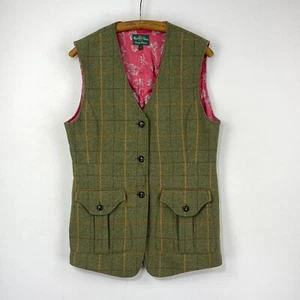 Alan Paine Tweed Shooting Vest Womens 16 Green Check Sporting Waistcoat Gilet - Picture 1 of 15