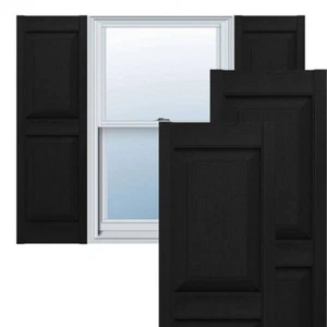 15 in. x 47 in. Raised Panel Polypropylene Shutter Pair in Black - Picture 1 of 1
