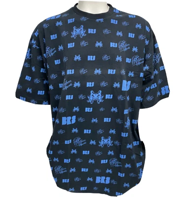 复古耐克 BRS 男式蓝色丝带运动 T 恤 2005 黑色和蓝色 XXL 码 — 第 1/4 张图片