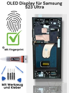 Display OLED Samsung Galaxy S23 Ultra 5G mit Fingerprint S918 Bildschirm Rahmen - Bild 1 von 1