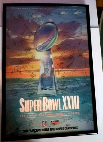 Super Bowl XXXIII Limited Edition 49ERS Signed Framed Poster 1989 NFL Cover