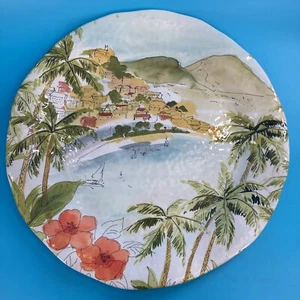 Tommy Bahama Melamine 18.5” Serving Tray Rustic Tropical Palms Coastal Beach - Photo 1 sur 5