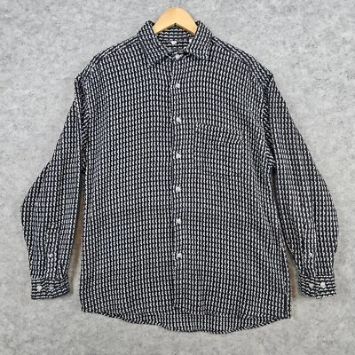 Tom Tailor Men's Heavy Shirt Size M Black & White Geometric 100% Cotton Shacket - Image 1 of 4