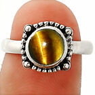 Natural Tiger Eye - Africa 925 Sterling Silver Ring s.7.5 Jewelry R-1725