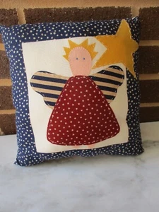 Almohada Angel Patchwork 10" Cuadrada Cosida a Mano - Imagen 1 de 4