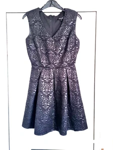 Fab New Look Black Lacy Floral Mini Dress, Sleeveless, V Neck, Size 8, VGC - Picture 1 of 12
