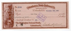 Columbus & Xenia Railroad Co. Check - Picture 1 of 2