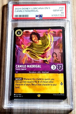Disney Lorcana Shimmering Skies CAMILO MADRIGAL #58 raised texture foil PSA 10 - Image 1 of 2