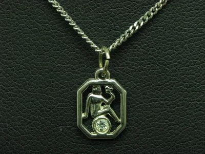 800 Argento Catena & 835 Argento Ciondolo Con Vetro Ricoperto/2,6g/45cm - Immagine 1 di 3