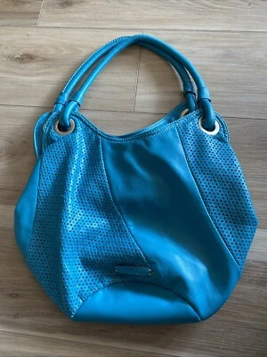 Bolso de Mano De Colección NINE & CO. By Nine West Corte Láser Turquesa Aqua Imitación Cuero Foto 1 de 4