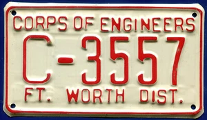 Corps of Engineers Fort Ft Worth Texas District Nummernschild C-3557 - Bild 1 von 2