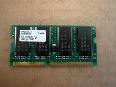 PC100U-222-620 Laptop Memory, HYM71V16M655 AT6-P AA, 128MB SYNC 100MHz CL2 - Image 1 of 3