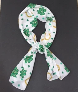 Lucky Shamrock Kiss Me Rectangle Scarf For St Patrick's Day- 60" x 11" - Picture 1 of 2