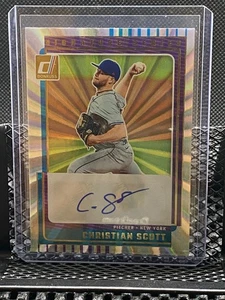 Christian Scott 2025 Donruss Signature Series Auto Laser  - Mets - Picture 1 of 2