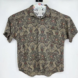 Vintage Frank Shirt Mens Large Button Up Paisley Retro Abstract USA Made 80s 90s - Picture 1 of 10