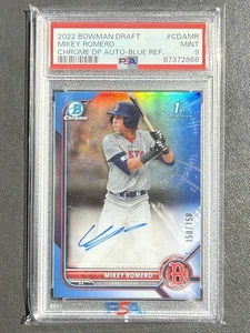 Bowman Draft 2022 Mikey Romero 1st Bowman cromo automático #CDA-MR refractor azul - Imagen 1 de 8