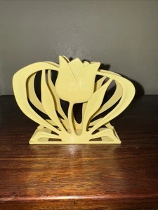 Vintage Sparkle Ware #1261 Yellow Plastic Tulip Napkin Holder Art Nouveau Style - Picture 1 of 4