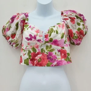Abercrombie & Fitch Sweetheart Top UK 12 Women's Pink Puff Sleeve New FPL-FLT - Picture 1 of 11