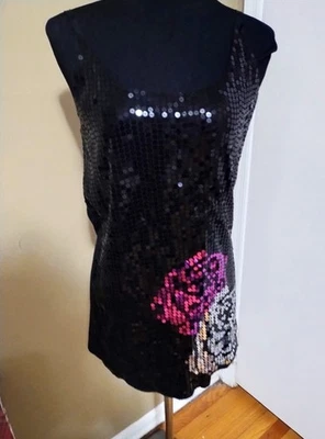 Вечеринка вечернее черный, розовый и серебро блестки коктейльное мини-платье женщин Sz L - Изображение 1 из 4