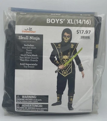 Disfraz Calavera Ninja Halloween Niños Talla XL (14-16) por Way to Celebrate Nuevo Foto 1 de 4