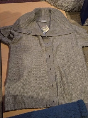 Thick Grey Knitted Cardigan UK XL - Image 1 of 4